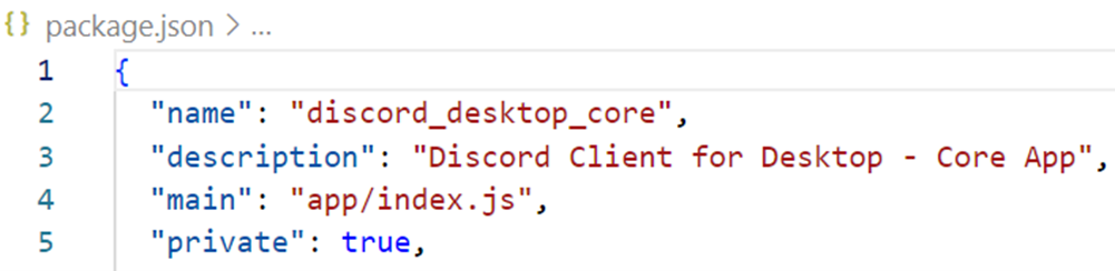 Figure 2. ‘package.json’ definition pointing to the entry point of the module 