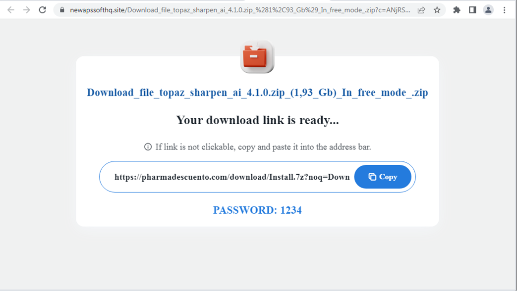 The download page of the pay-per-install network redirected from file sharing websites.