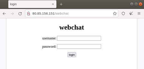 The login screen of webchat