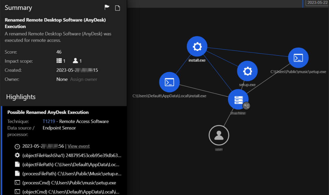 Remote management tool installed for persistence