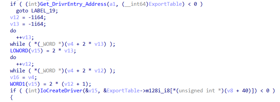 Figure 24. Calling the driver entry function