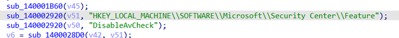 Figure 32. Disabling antivirus cheques