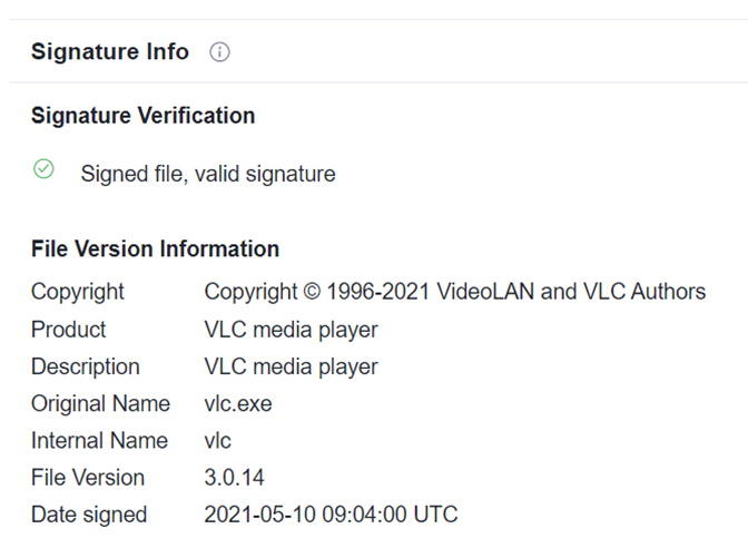 Figure 12. File information related to the hash of msdtc.exe
