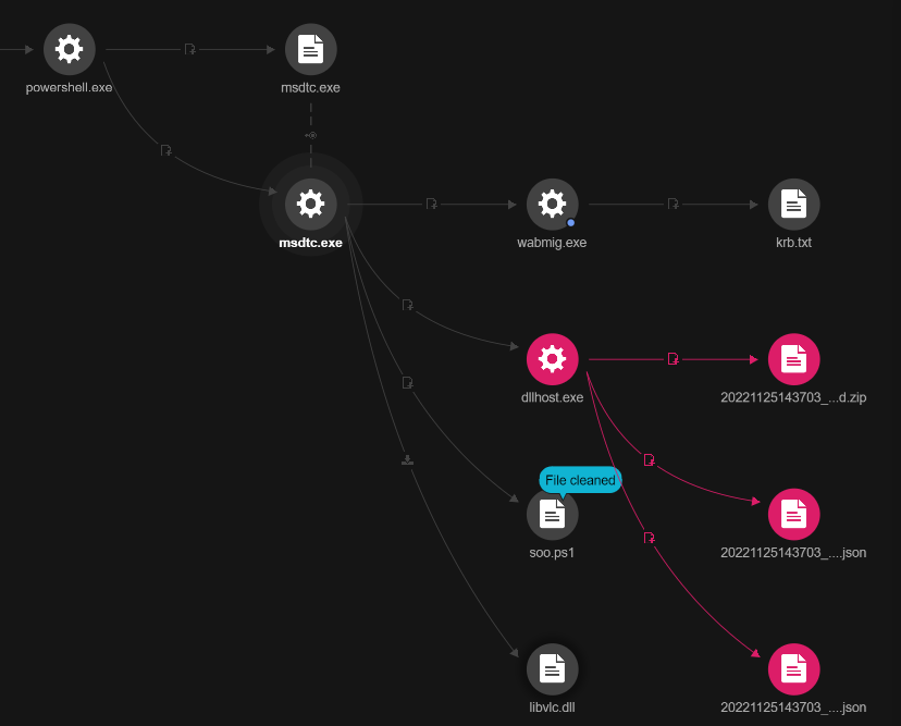 Figure 15. Process chain showing activities related to msdtc.exe