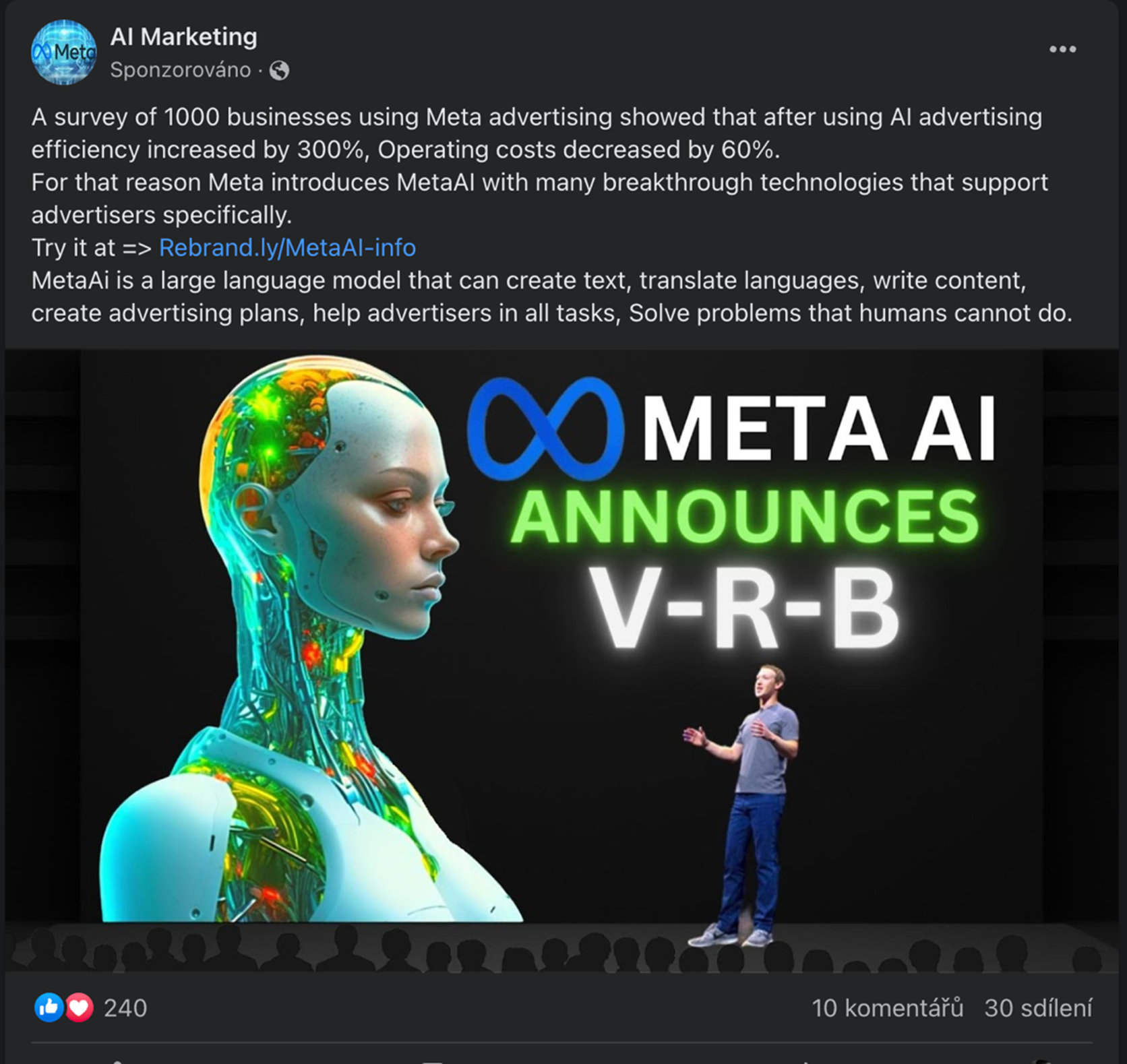 Figure 4. Advertisement from a fraudulent profile promising access to “Meta AI”