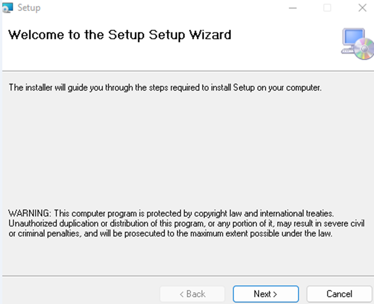 Figure 6. The “Setup Setup Wizard” installer window displayed to the victim