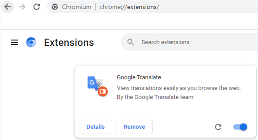 Figure 8. Malicious extension impersonates Google Translate