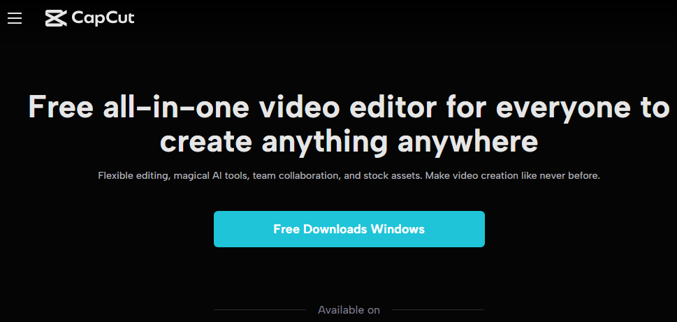 Figure 3. Fake website pretending to offer the CapCut video editor