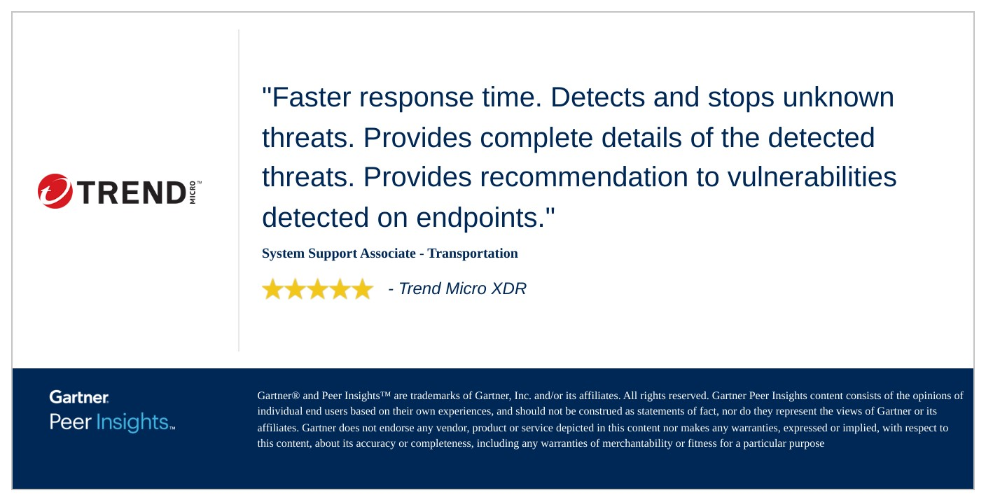 XDR Review from Gartner Peer Insights 