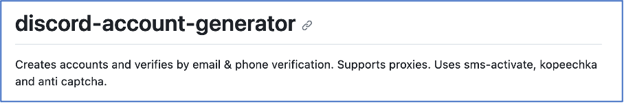 Figure 15. A Discord account generator code available online