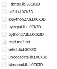 Figure 5. Encrypted files with the appended string “.L0CK3D”