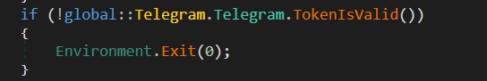 Figure 15. Telegram token validation