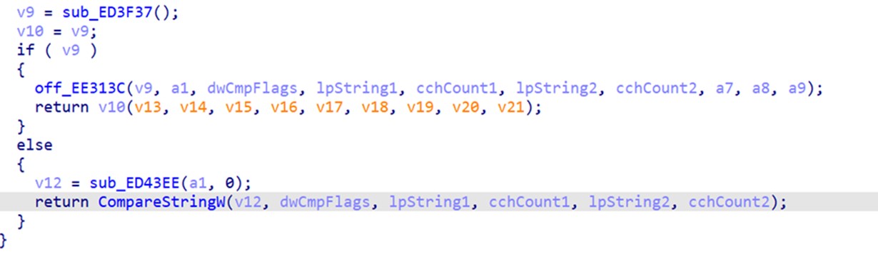 Figure 11. Kasseika comparing strings for defense evasion 