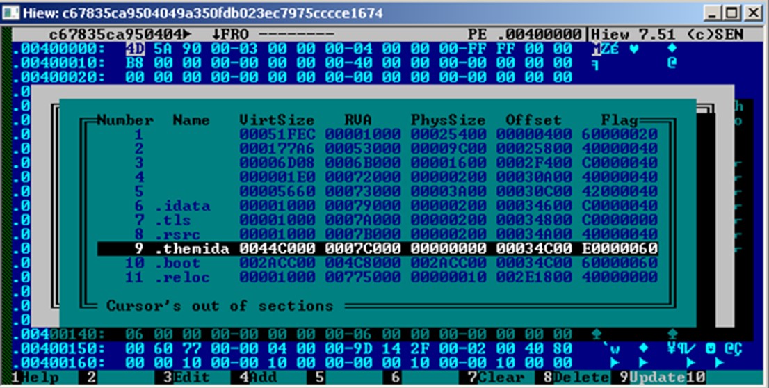 Figure 15. Kasseika ransomware packed with Themida