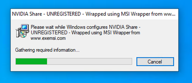 Figure 6. The fake NVIDIA.MSI installer package, “instantfeat.msi”