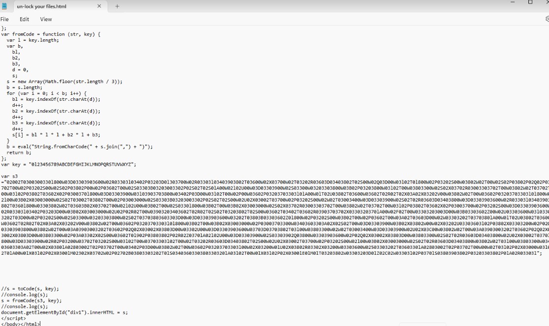 Figure 6. The Jasmin ransom note source code