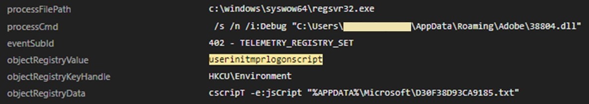 Figure 14. Creation of registry persistence 