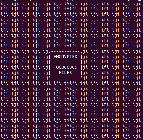 Figure 13. Console output of Linux variant showing the number of files encrypted in the system