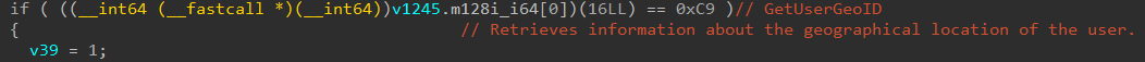 Figure 13. This code terminates if the geolocation is Russia 