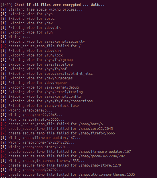 Figure 16. Logs show the list of folders to be skipped on wiping