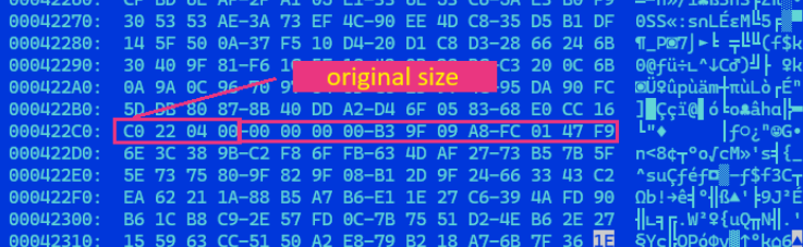 Figure 6. End part of encrypted file A 