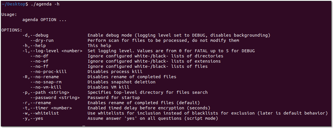 Figure 9. Command-line parameters