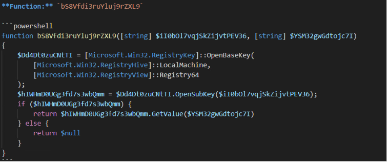 Figure 5. The deobfuscated malware code showing how it accesses the Registry to gather and check for installed applications (top), and the deobfuscated and organized code showing how it collects specific system information (fingerprinting)