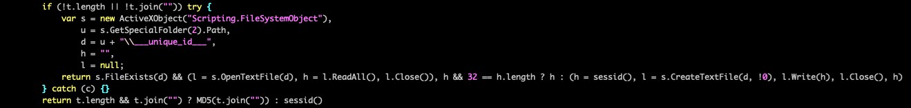 Figure 4. The script to write the victim ID into the “___unique_id___” file