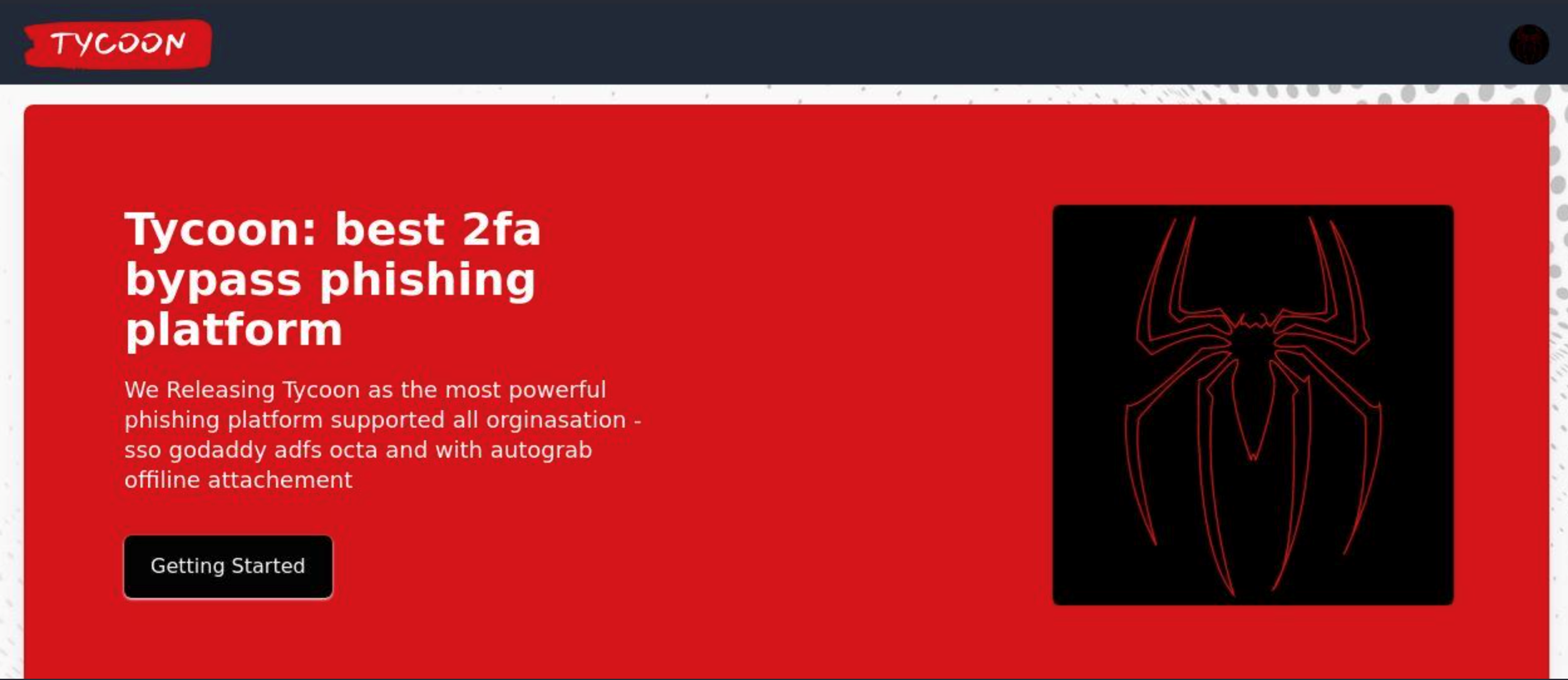 Figure 1. A screenshot of the Tycoon 2FA domain prior to the service being disrupted