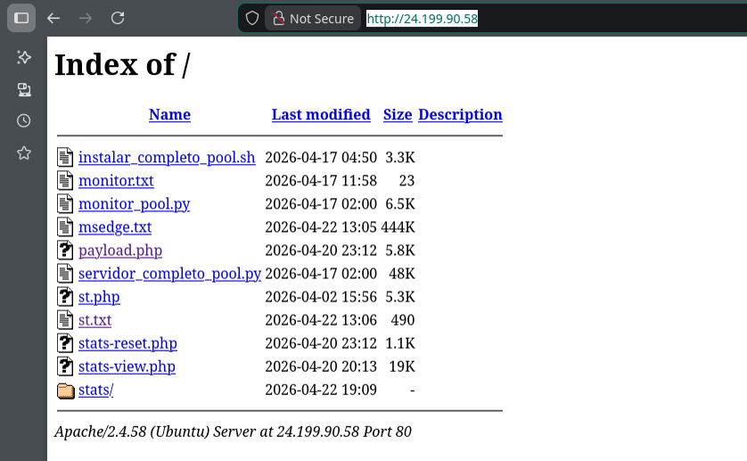 Figure 16. Apache directory listing recovered from 24[.]199[.]90[.]58 – every operator-side artifact in one place