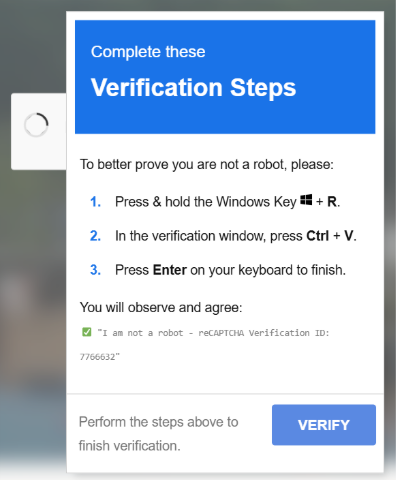 Figure 5. The ClickFix social engineering overlay rendered in the victim’s browser 