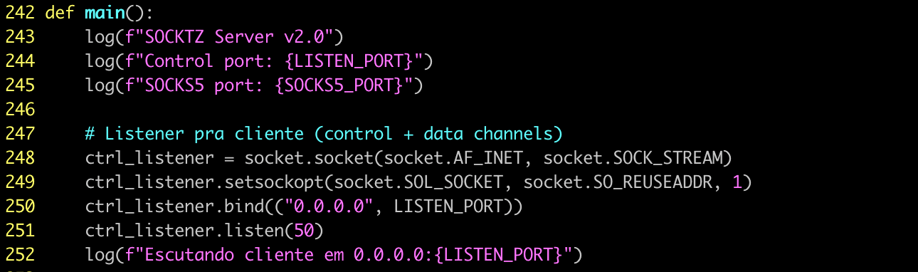 Figure 8. The traffic tunneling server used by SHADOW-AETHER-064 showing Portuguese messages