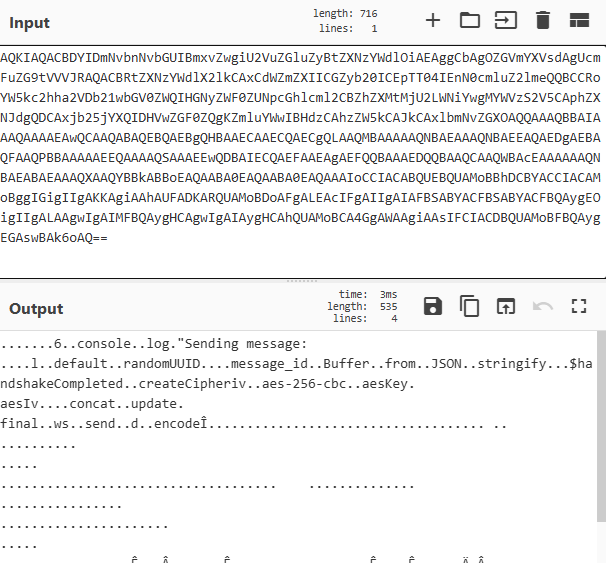 Figure 17. Base64 decode results from the section implementing AES encryption processing