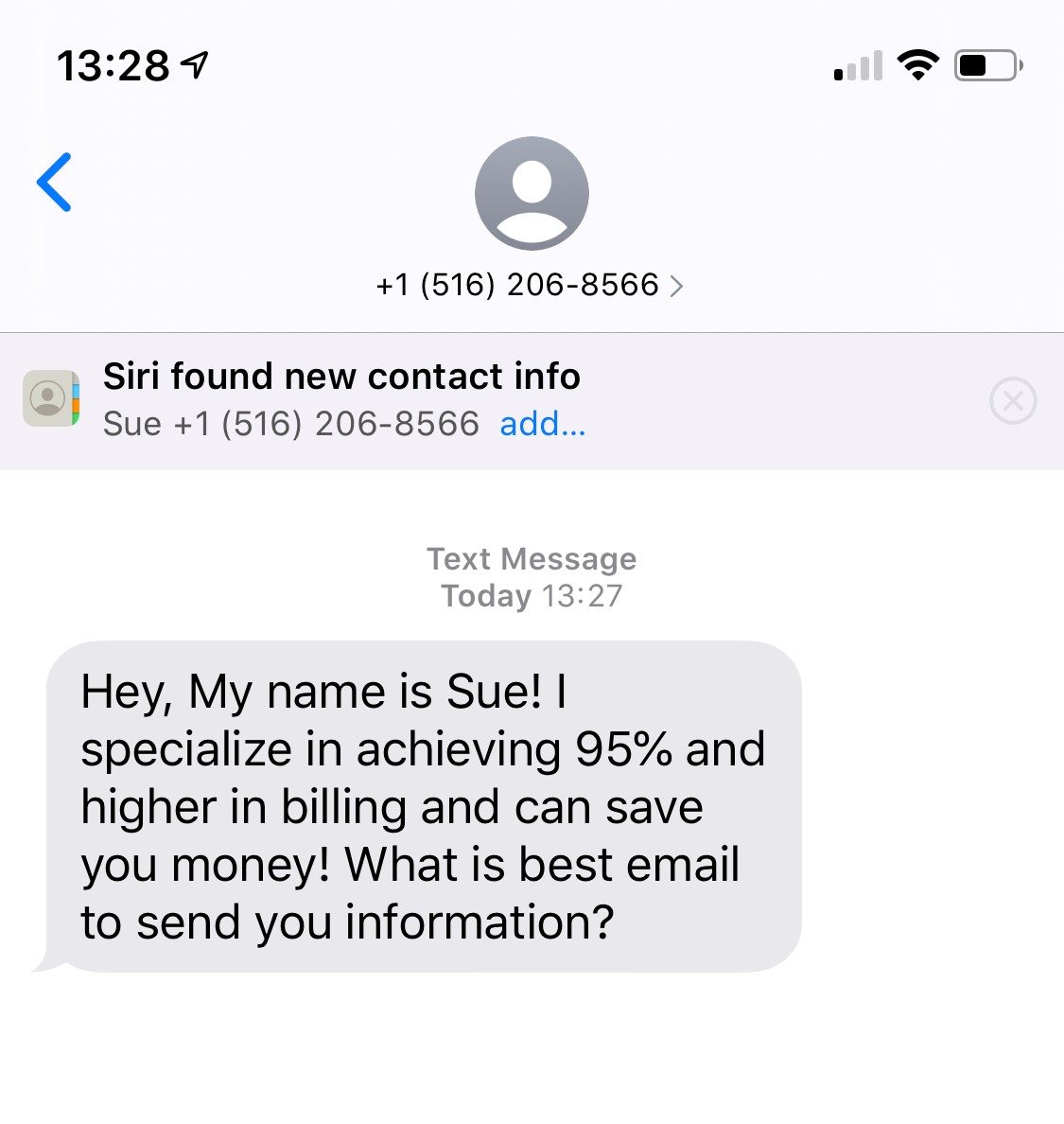 Ejemplo de phishing de SMS