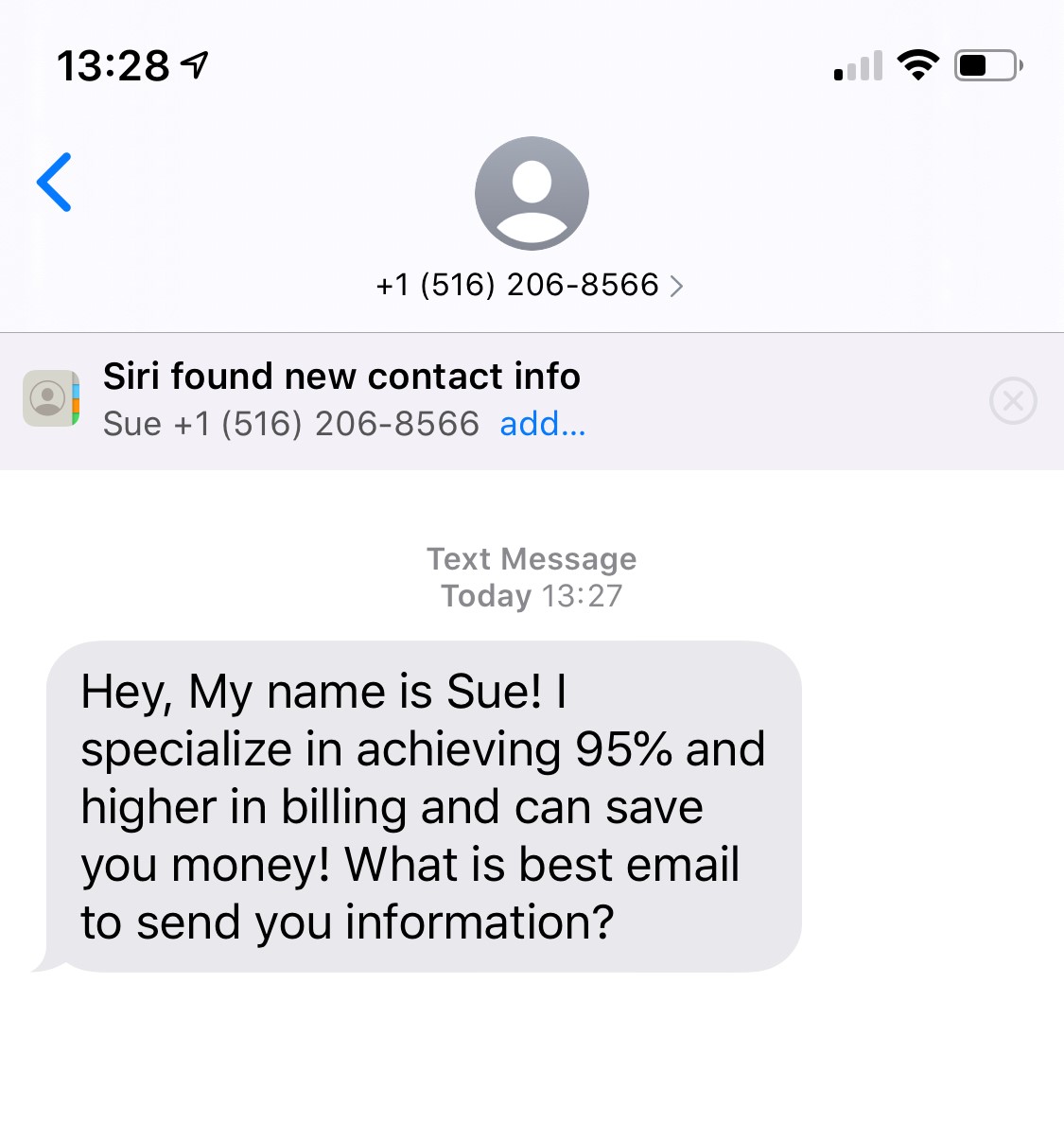 Przykład phishingu SMS