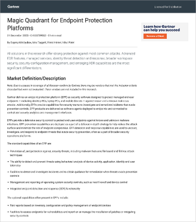 Magic Quadrant for Endpoint Protection Platforms