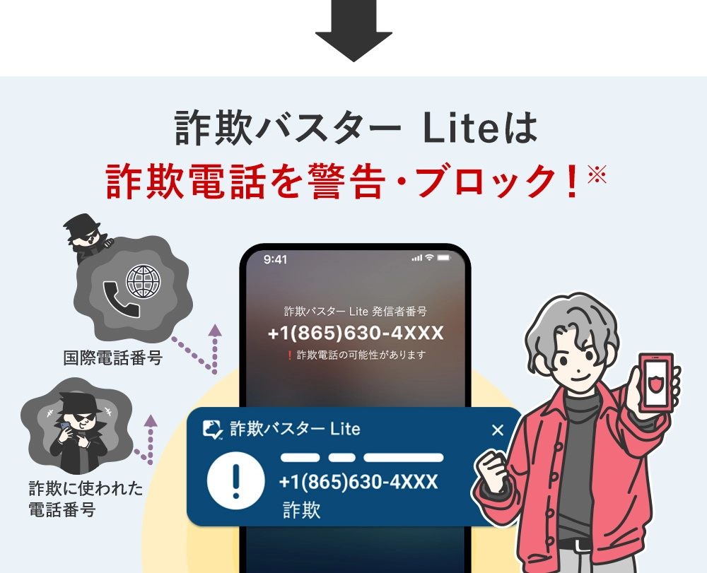 詐欺バスター Liteは詐欺電話を警告・ブロック！