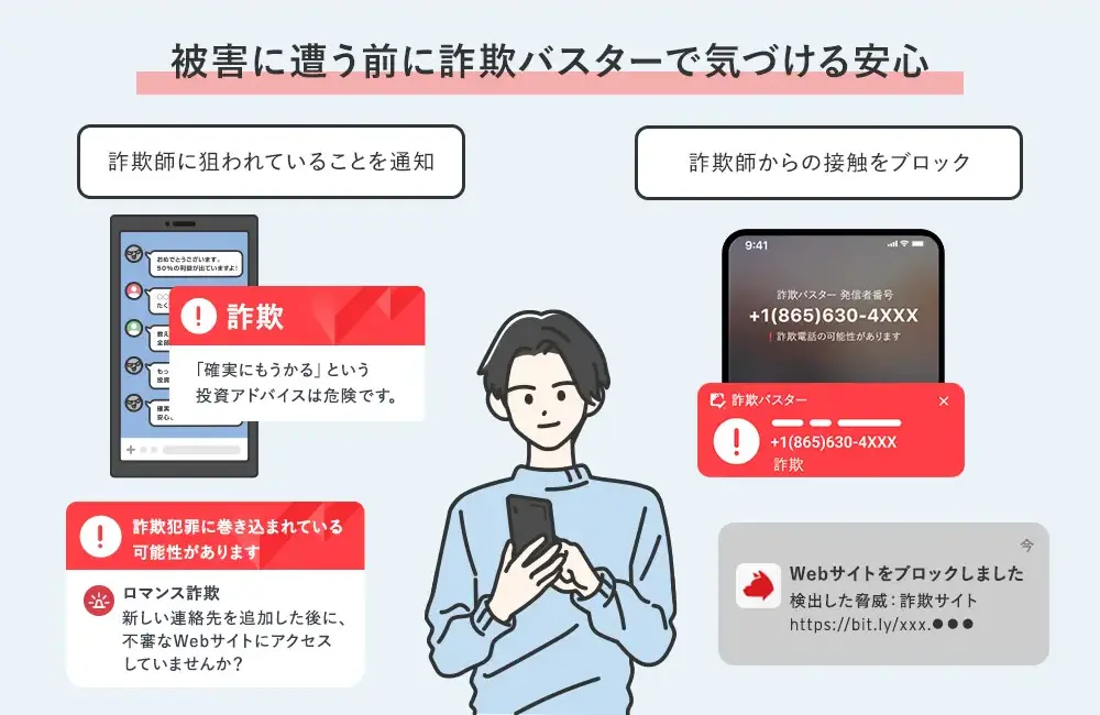 被害に遭う前に詐欺バスターで気づける安心